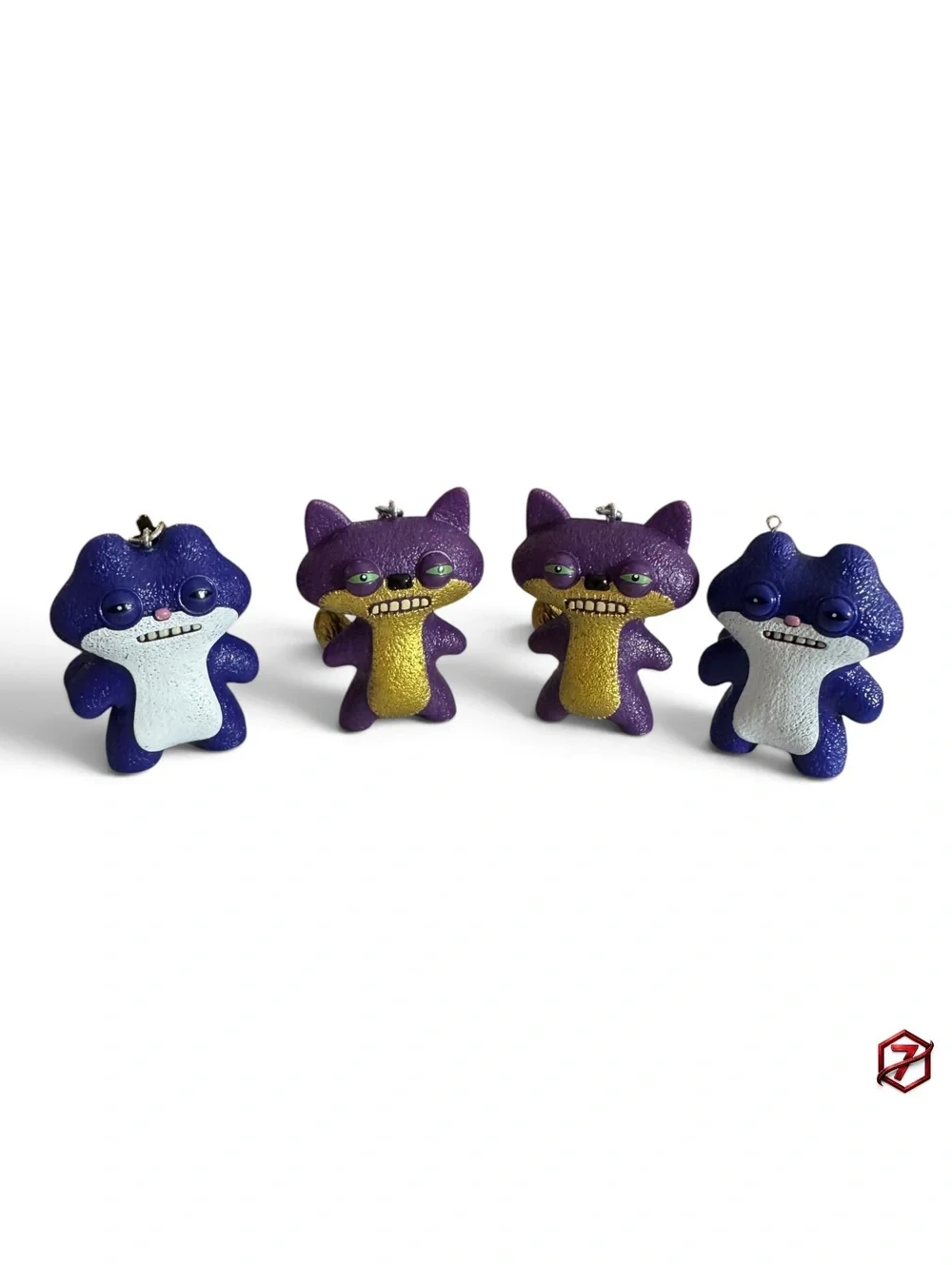 Fuggler Purple Fox & Blue Monster Keychain Lot of 4 Collectible Figures